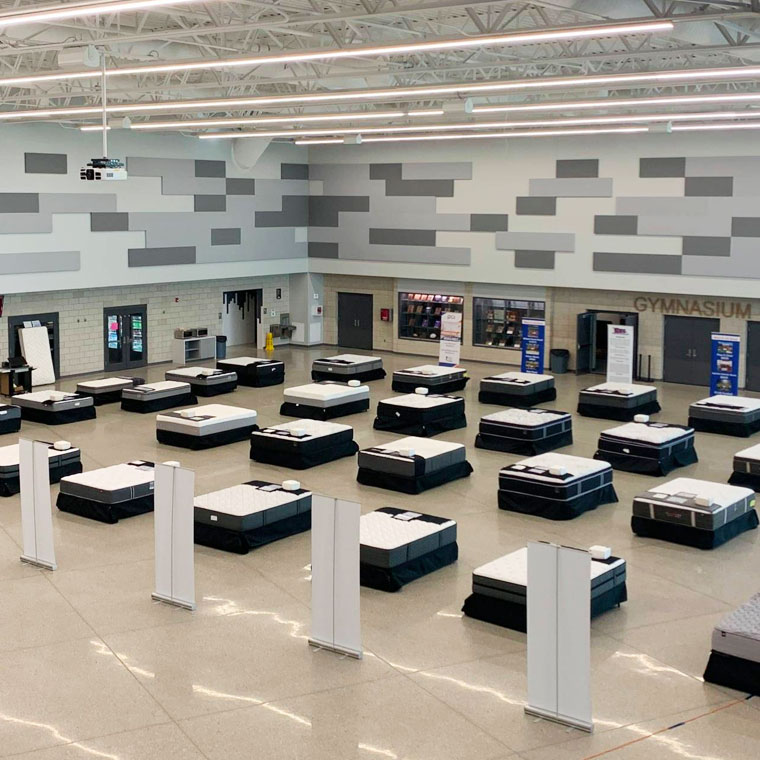 Mattresses for Display at a School Gym